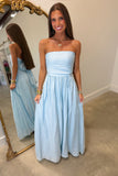 Lilly Strapless Maxi Dress Sky Blue