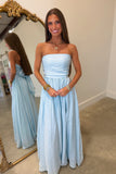 Lilly Strapless Maxi Dress Sky Blue