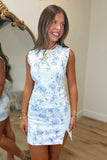 First String Floral Denim Open Back Set