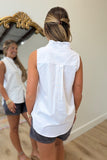 Dylan Olivia Button Up V Neck Tank White