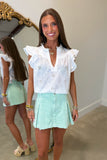 Dainty Delight Eyelet Ruffle Top White
