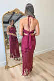 Football Fringe Skirt Set Maroon