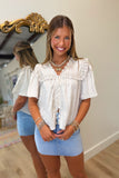 Verona Lace Trim Top Natural
