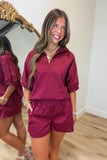 Faye Solid Shorts Maroon