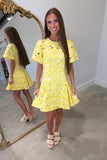 Daisy Glow Fit and Flare Dress Yellow