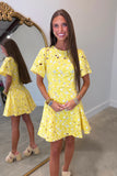Daisy Glow Fit and Flare Dress Yellow