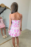 Rosy Daydream Shoulder Tie Mini Dress