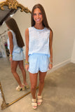 Lean On Me Eyelet Short Set Blue
