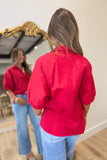 Sloan Stand Up Collar Top Red