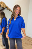 Sloan Stand Up Collar Top Royal