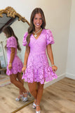 Floral Lace Mini Dress Lilac