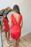 Elegant Encore Draped Dress Red