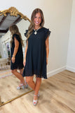 Flutter Sleeve Black Dress