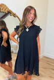 Flutter Sleeve Black Dress