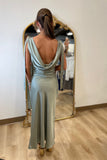 Never Ending Satin Cowl Neck Maxi Dress Sage