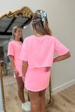 Electric Summer Cropped Skort Set Pink