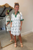 Floral Stitch Dress Green