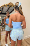 Basic Knit Tube Top Blue