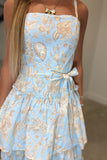 Blossom Tiered Midi Dress Blue
