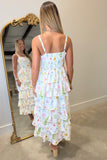 Floral Fever Tiered Midi Dress White