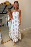 Wavy Bloom Midi Dress Cream