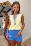 Washed Thermal Henley Tank Yellow