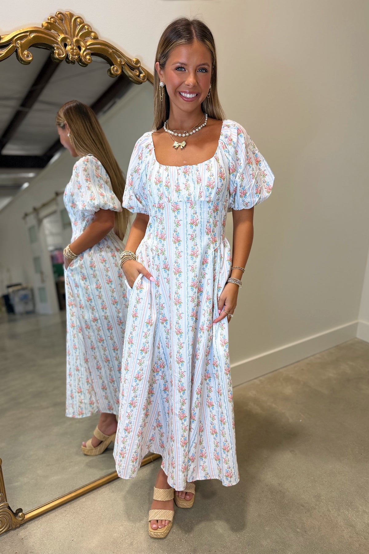Floral Favorite Stripe Midi Dress