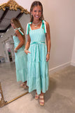 On the Green Striped Midi Dress