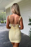 Golden Hour Glow Homecoming Dress Yellow