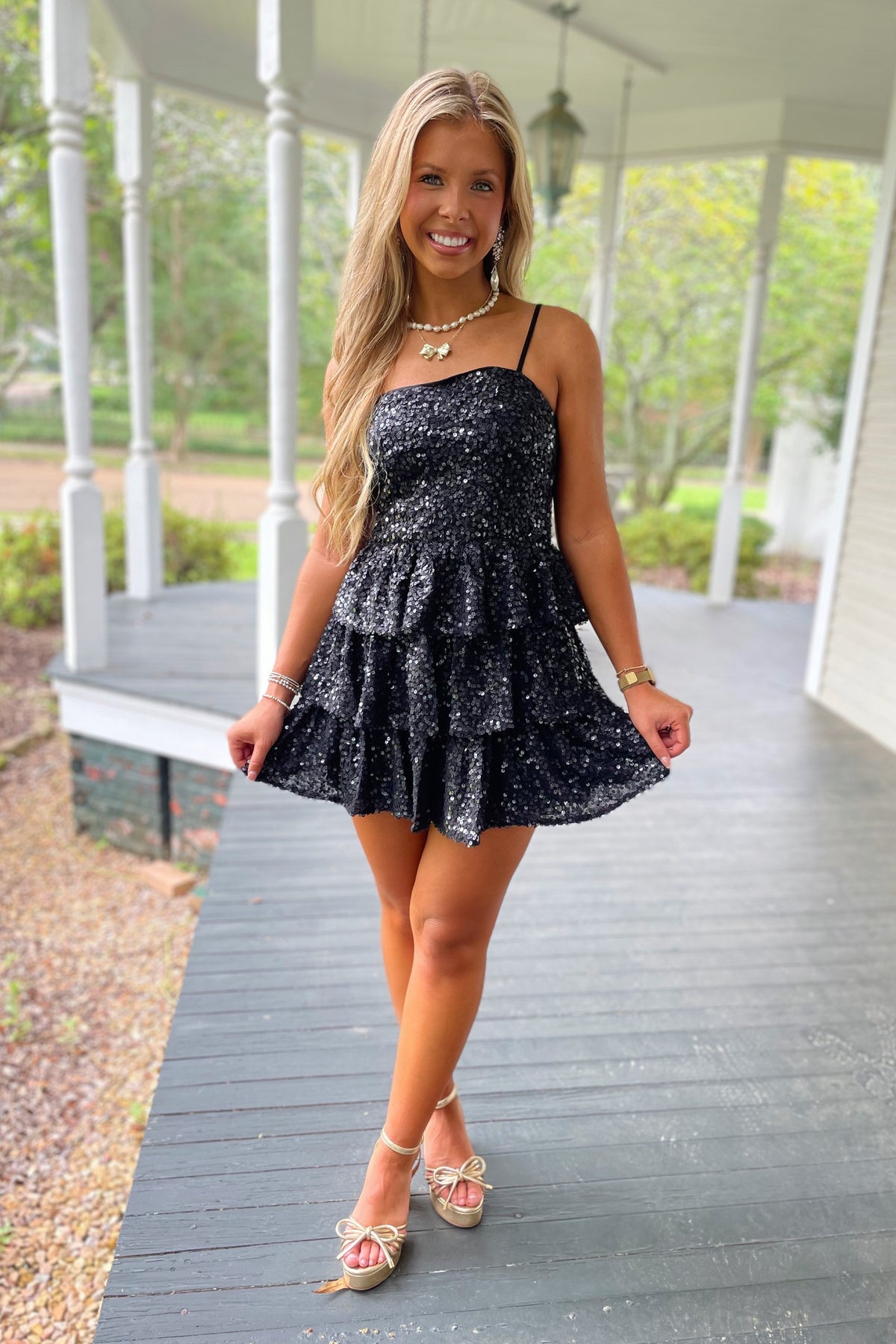 Until Midnight Sequin Homecoming Dress Black
