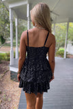 Until Midnight Sequin Homecoming Dress Black