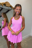 Courtside Cross Back Flare Athletic Dress Pink