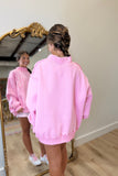 FAITH Gingham Mock Neck Sweatshirt Pink