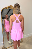 Courtside Cross Back Flare Athletic Dress Pink