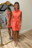 Lined Up Ruffle Neck Dress Orange