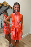 Lined Up Ruffle Neck Dress Orange