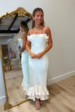 Bridal Shower Ruffled Midi Dress Cream