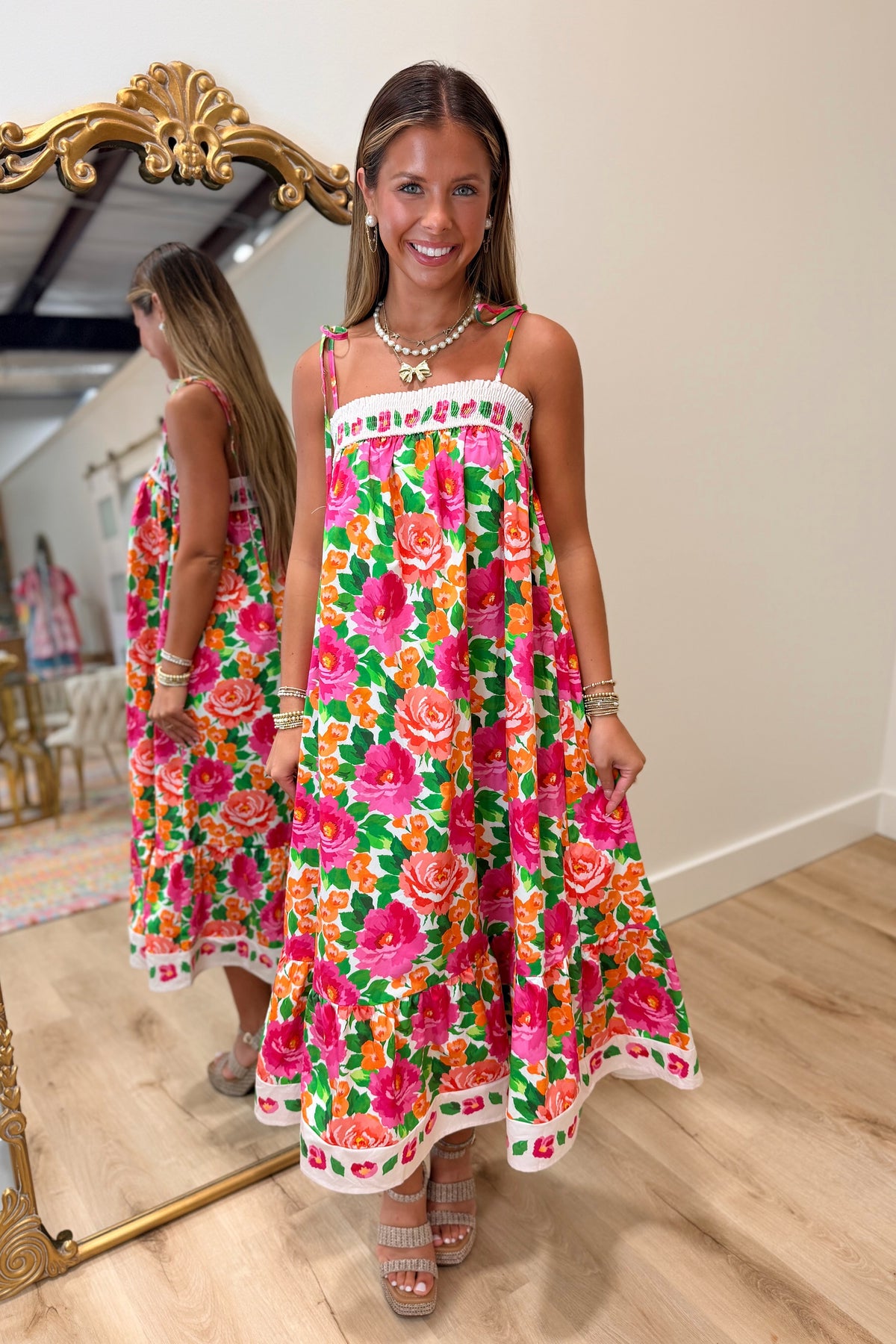 Bold Florals Maxi Dress Pink