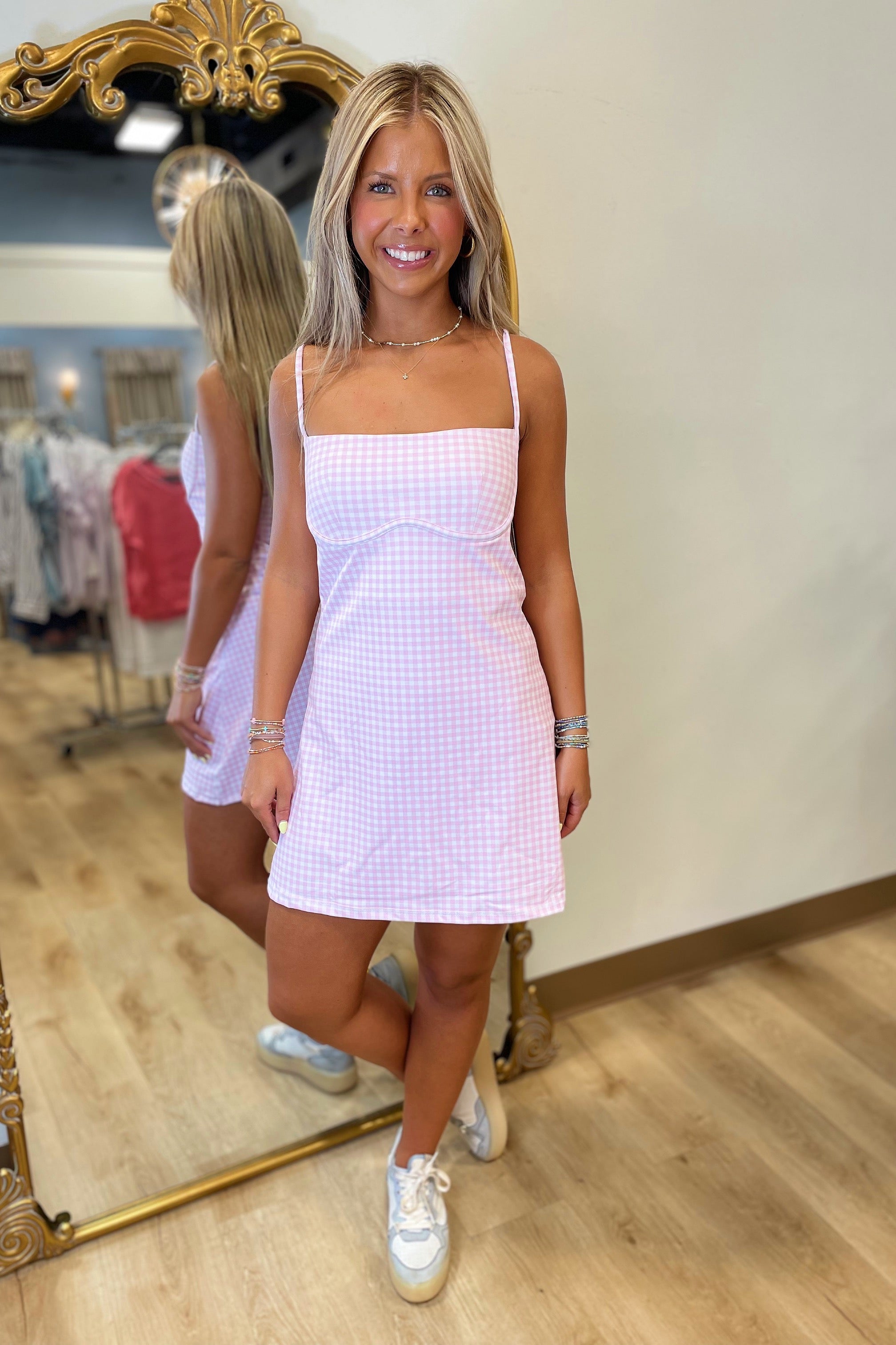 pink gingham dress Sweetheart Athletic Dress Pink Gingham – Expectations Too