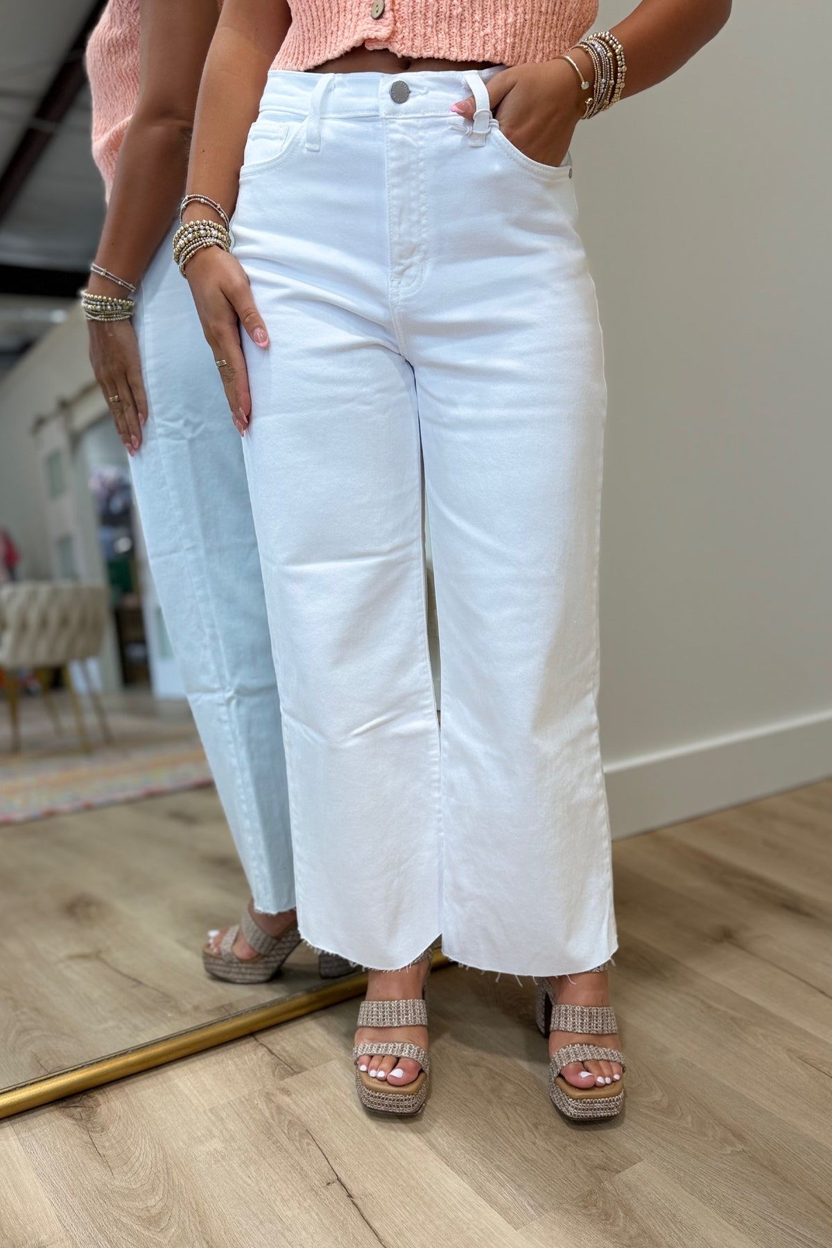 JBD Scissor Cut Wide Leg Jean White