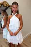 Bridal Tea Halter Rose Dress White