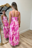 Blossom Pleat Maxi Dress Magenta