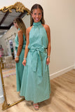 FRNCH Carmine Striped Skirt Set Green