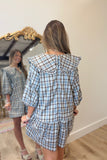 The Start of September Plaid Dress Blue