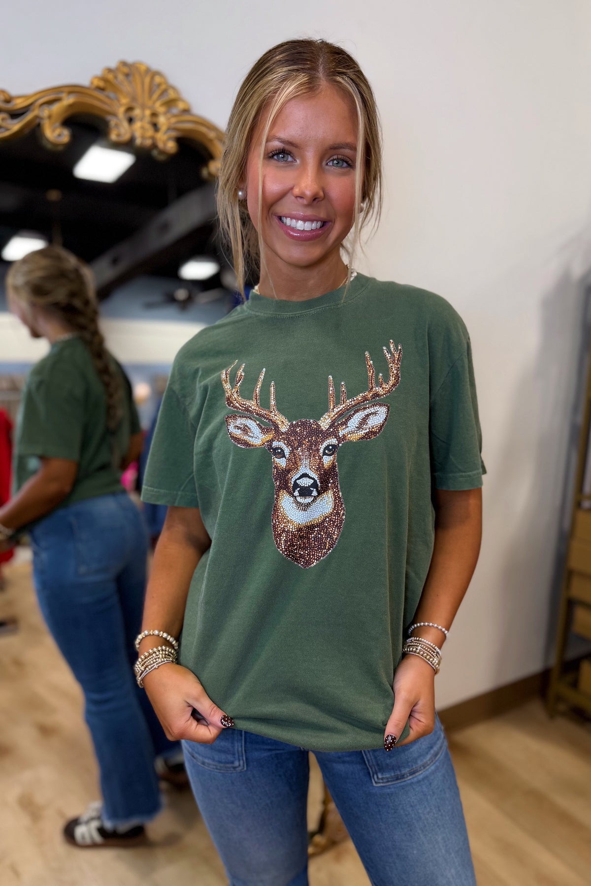 In The Wild Deer Graphic Tee Green