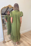 Lanie Eyelet Puff Sleeve Dress Olive