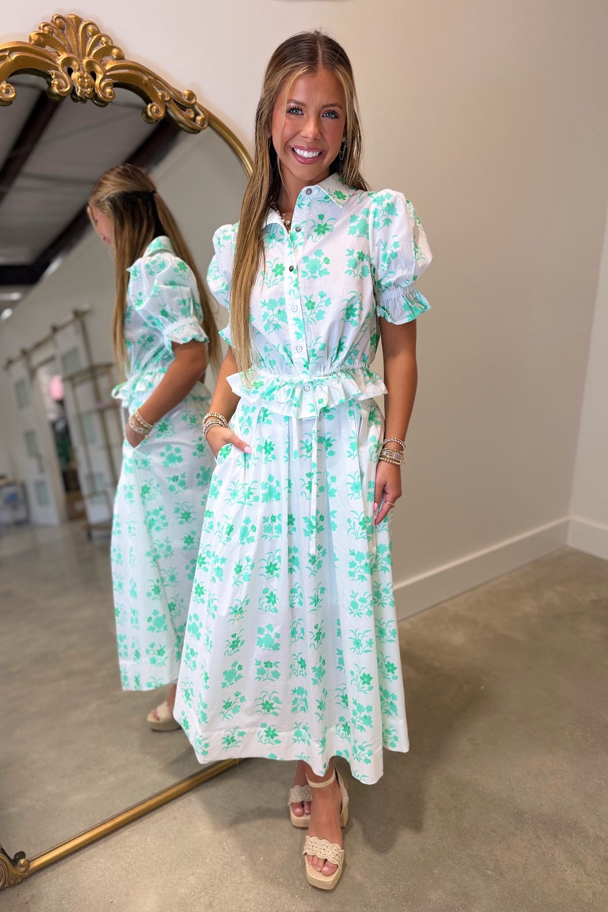 Mint Mirage Floral Skirt Set