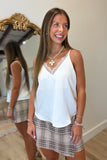 Soft Lace Satin Tank Cream