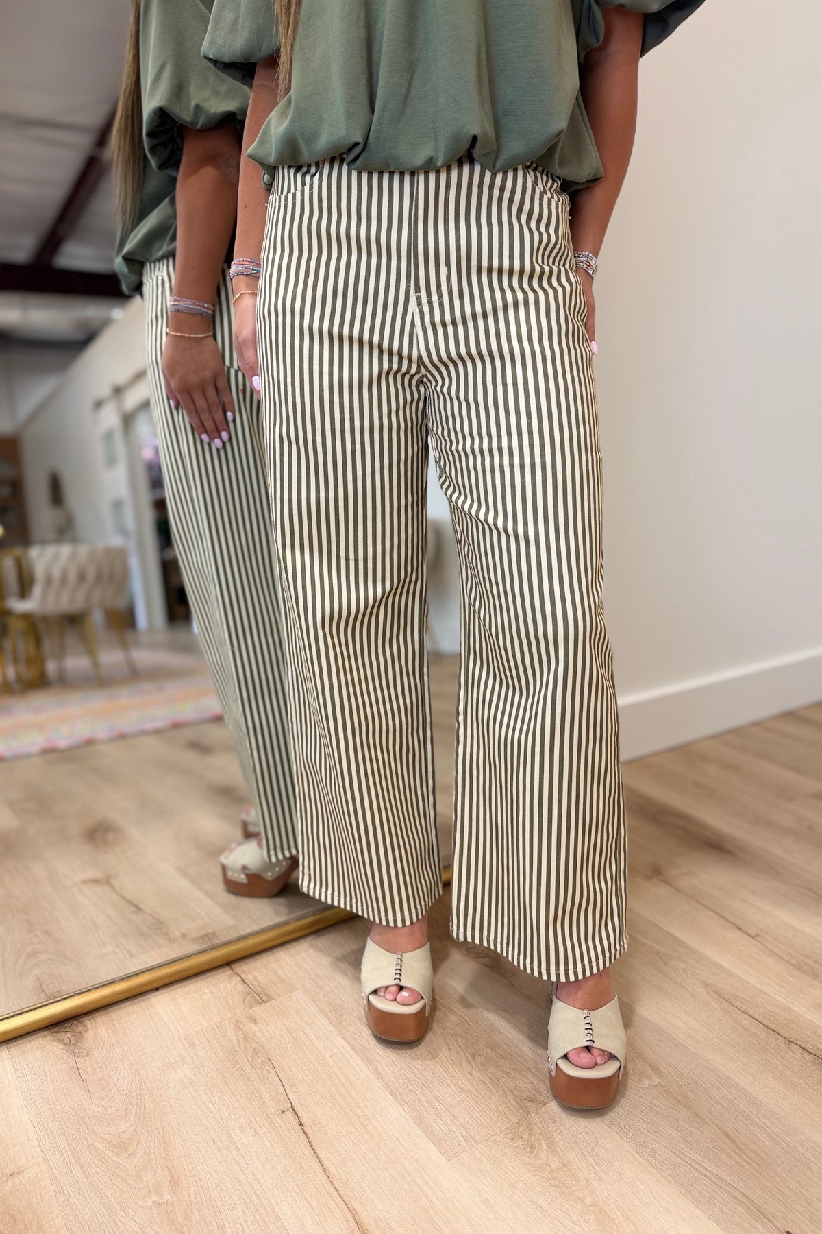 Olive in Motion Striped Pants
