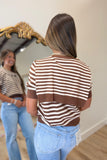 Scarf Illusion Striped Knit Top Mocha
